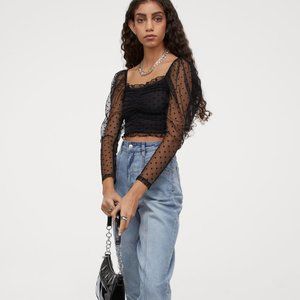 Puff Sleeves mesh crop top